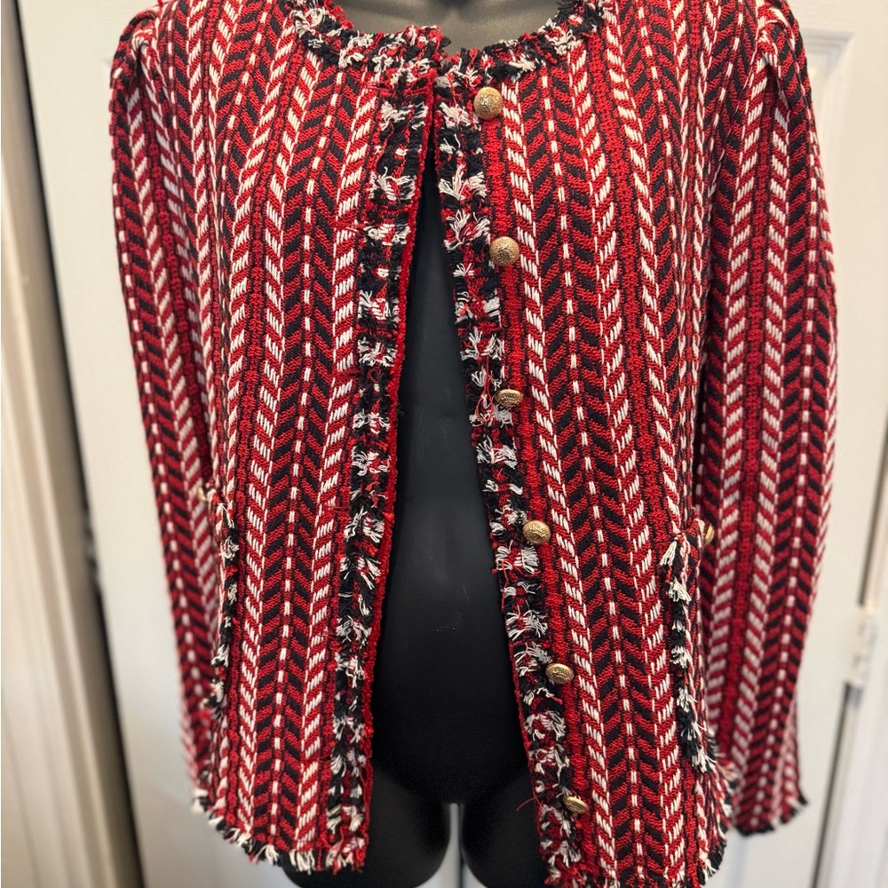Cato Red and Black Textured Blazer